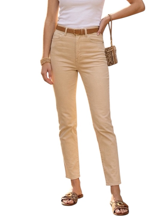 Calvin Klein Jeans Denim - Calvin Klein High Tan Khaki Rise Slim Fit Pants Jeans Tan Size: 28